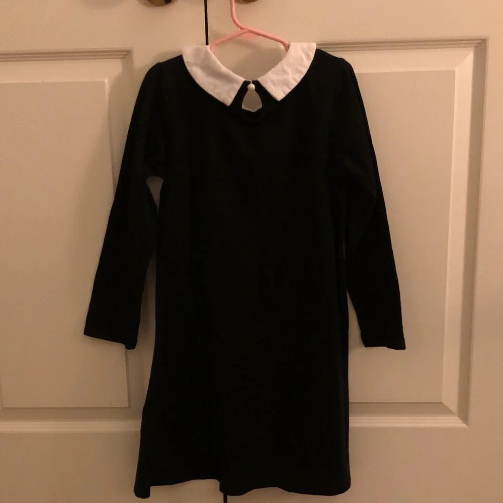 Girl’s Wednesday Addams Black Dress with white collar